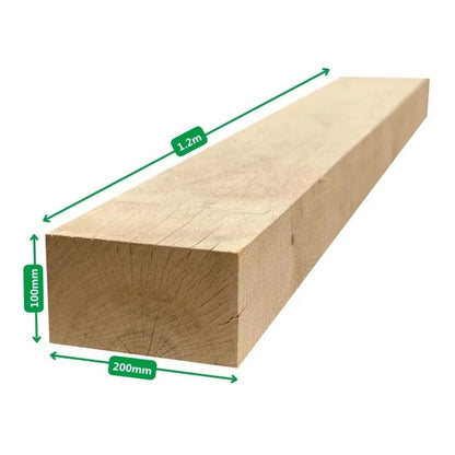 Embalagem com 40 dormentes de madeira | 1,2 m x 200 mm x 100 mm